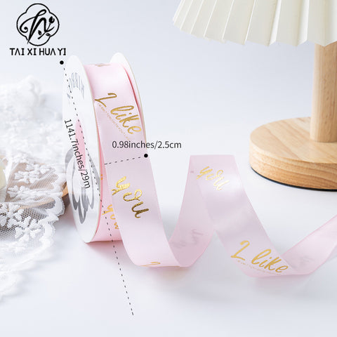 Valentine's Day bronzing polyester ribbon bow webbing florist material wholesale flower gift cake packaging ribbon