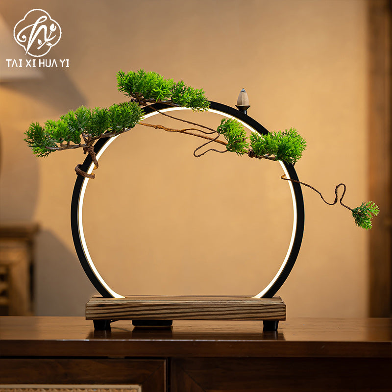 New Chinese LED lamp ring living room creative ornament Gundam background light gift home decoration flowing water ornament