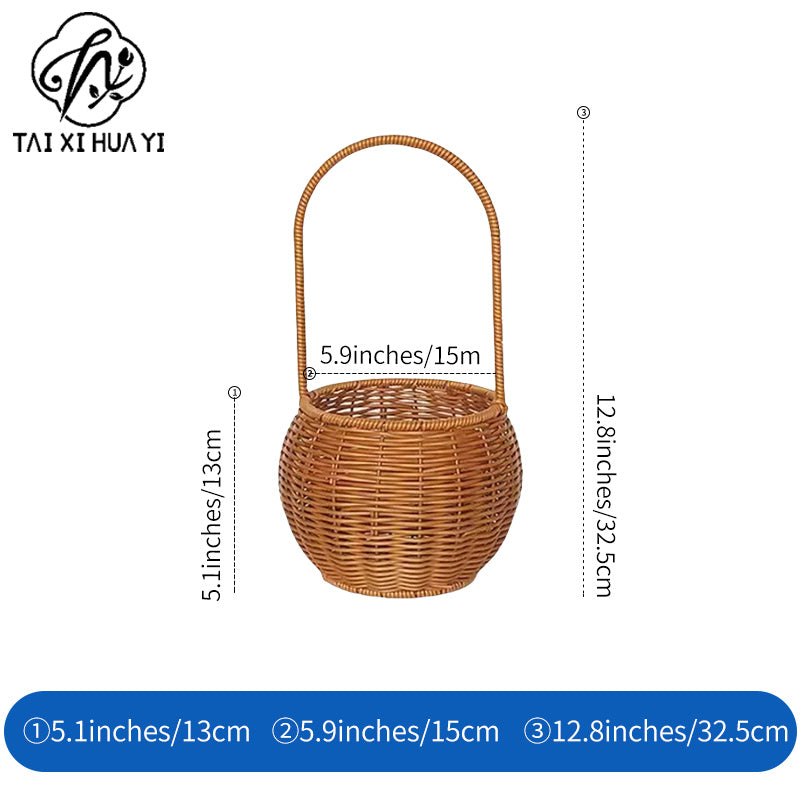 Gift box woven flower basket handmade straw basket outdoor camping home decoration teacher's day gift box