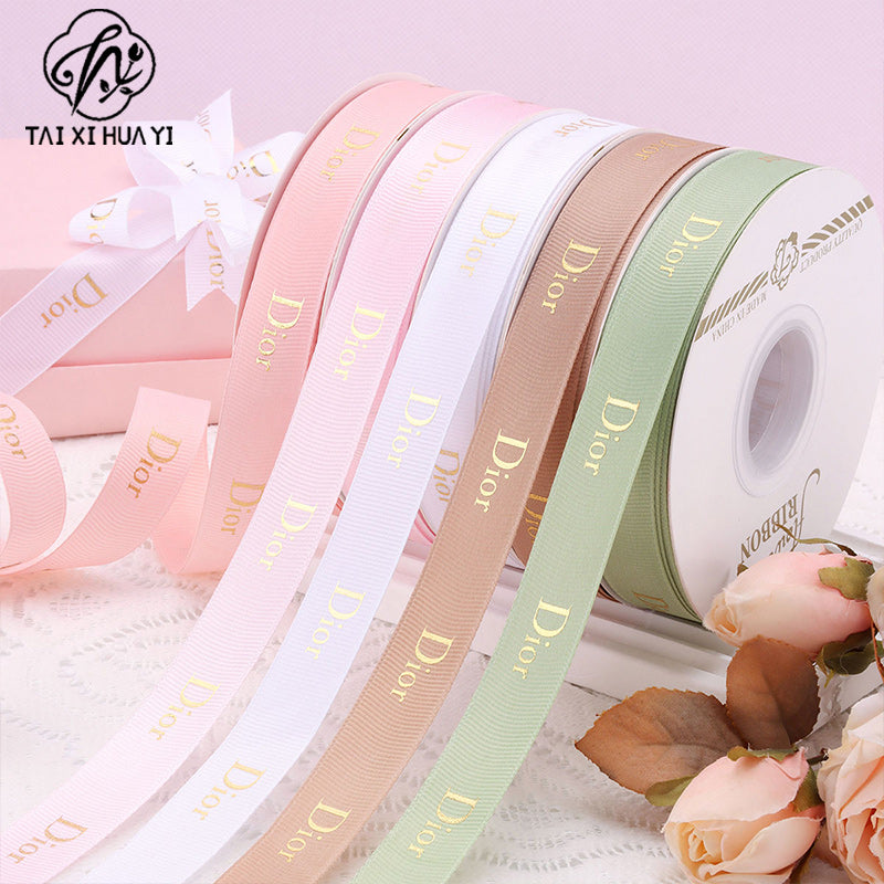 2Cm bronzing threaded ribbon custom logo flower bouquet ribbon cake gift ribbon webbing decoration DIY รูปสินค้ารอง