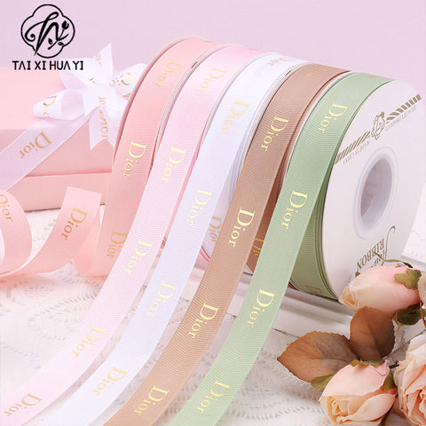 2Cm bronzing threaded ribbon custom logo flower bouquet ribbon cake gift ribbon webbing decoration DIY