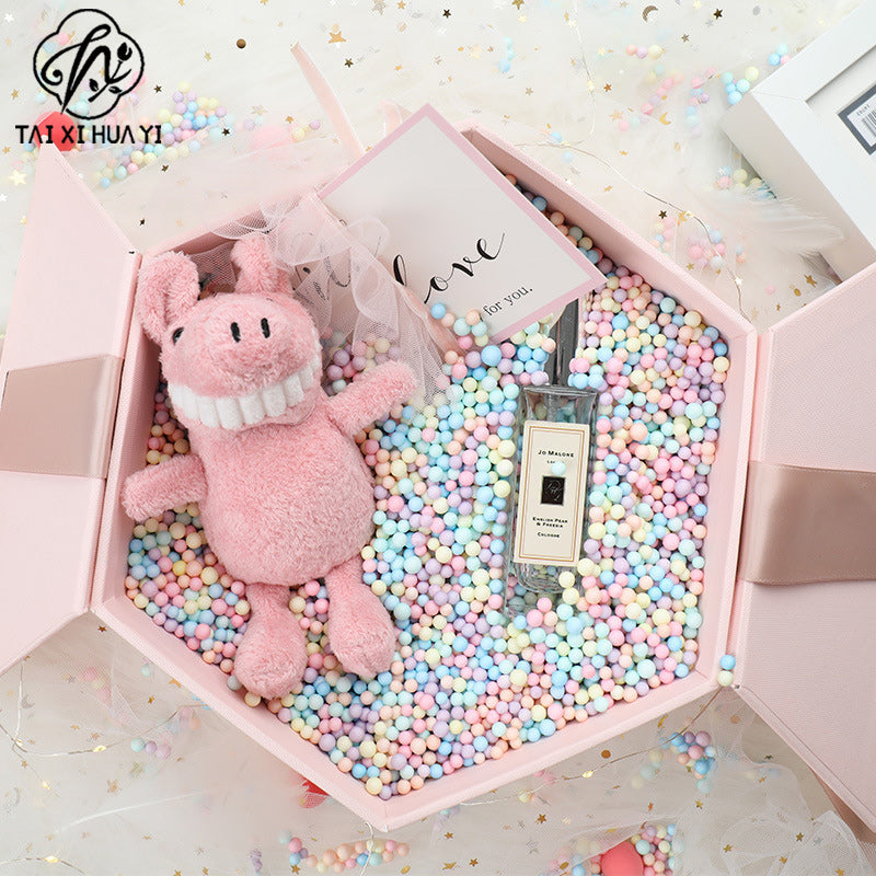 10G Internet celebrity gift box Girls Heart Birthday Foam Ball Slime Filled Granular Colorful Macaron Foam Ball