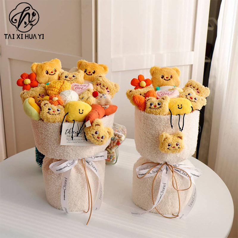 Factory Direct Supply Butter Bear Doll Bouquet UV Resistant Knit Valentine's Day Birthday Gift