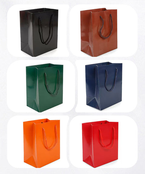 Solid color glossy universal gift packaging tote bag tea bag kraft paper tote bag watch box paper bag jewelry bag