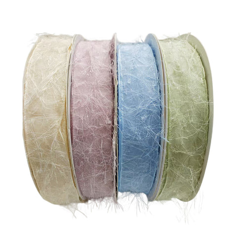 Korean thousand silk yarn with fringed chiffon yarn with burr edge yarn with girls bow headgear straw hat clothing accessories