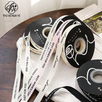 ins style English ribbed belt 1.5cm ribbon bow bouquet baking cake size 45 floral packaging ribbon