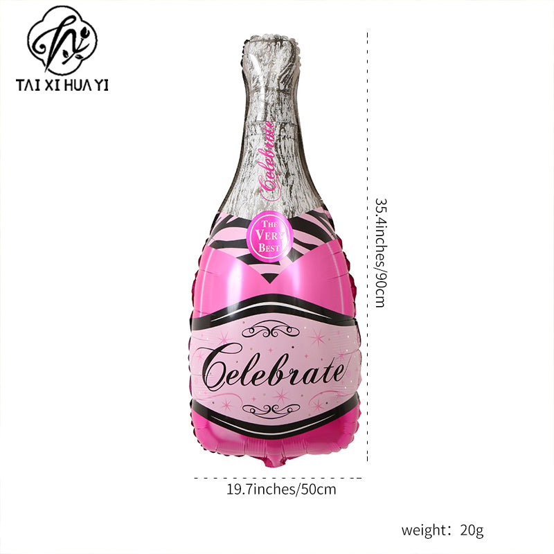Party decoration, aluminum film balloons, cross-border arrangement, New Year's wine bottle, wine glass, birthday wine bottle, wine glass balloon wholesale