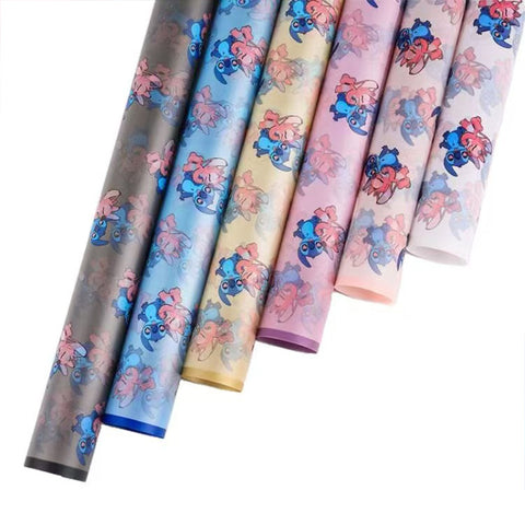 Floral Materials Stitch Cute Cartoon Bouquet Wrapping Paper Mist Paper Waterproof Bouquet Gift Wrapping Florist Supplies