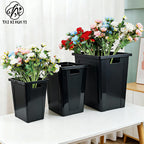 French bucket, plastic drop-resistant flower bucket, large waking flower bucket, liftable black bucket, flower shop ornament wholesale.