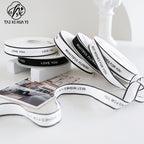 New Bouquet Ribbon Printed English Ribbon Threaded Cotton Strap Flower Packaging Gift Bundle Bow Bouquet Strap