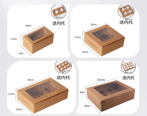1/2/4/6/12 capsules window muffin box baking snow meiniang egg tart box packaging box cupcake packaging box