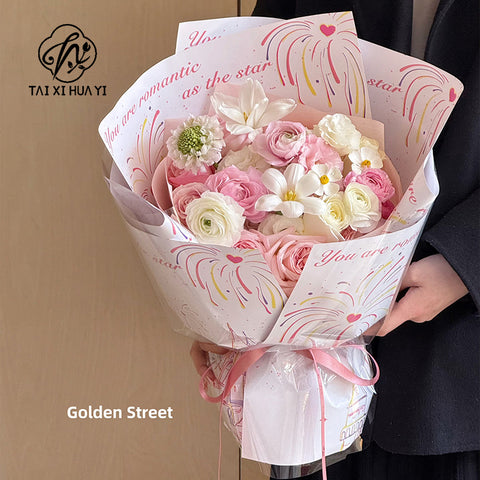 New black fireworks bouquet cardstock new year's eve flower packaging styling paper chrysanthemum diy material floral packaging paper