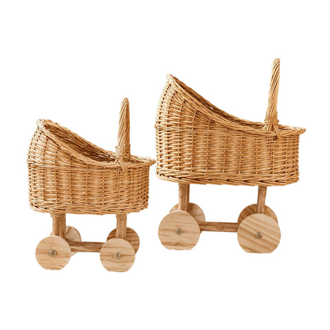 New rattan flower basket baby stroller flower basket flower arrangement flower decoration handmade DIY fruit basket materials