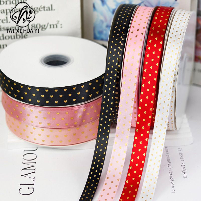 bronzing small love ribbon bow strap, gift box cake flower packaging ribbon handmade DIY ribbon Main image