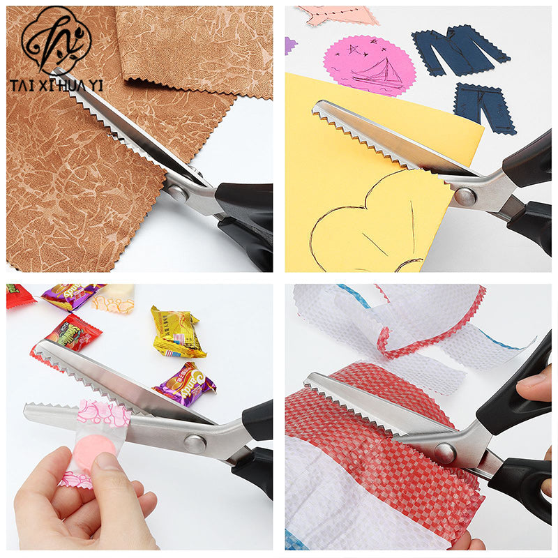 Tooth cloth scissors triangular dog teeth serrated tailor scissors handmade lace scissors arc wave scissors thread serrated scissors