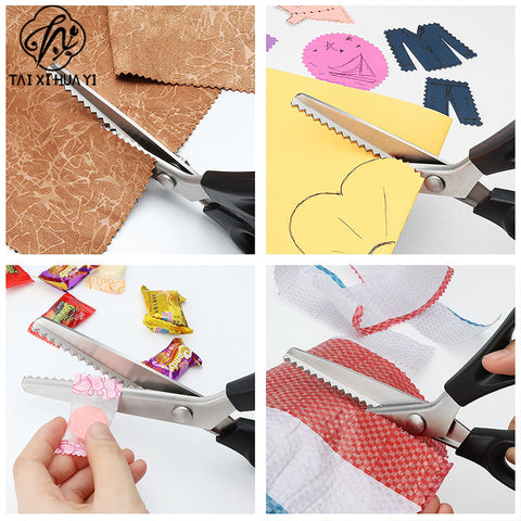 Tooth cloth scissors triangular dog teeth serrated tailor scissors handmade lace scissors arc wave scissors thread serrated scissors