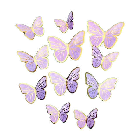 Vibrant Yellow Blue Pink Art Deco Paper Butterfly Cake Toppers for Home Decoration and Anniversary Celebrations