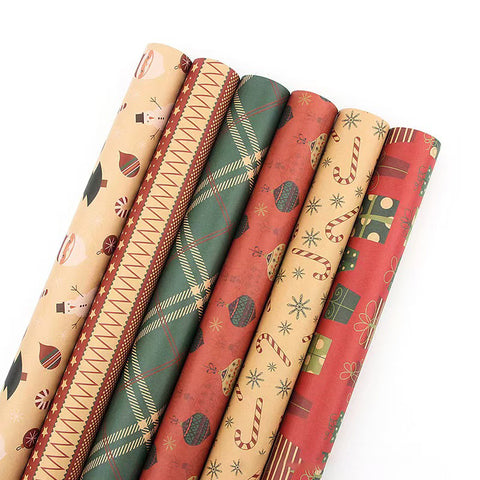 Amazon, new Christmas gift wrapping paper, retro yellow kraft paper gift box packaging DIY paper wholesale