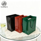 Solid color glossy universal gift packaging tote bag tea bag kraft paper tote bag watch box paper bag jewelry bag