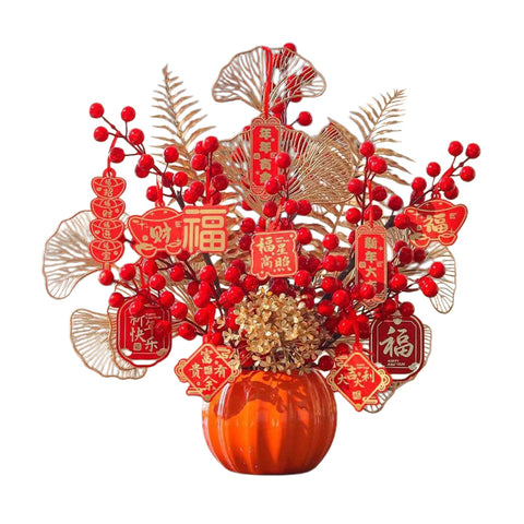 Year of the Horse Lucky Bucket Ornament 2026 Happy New Year Hug Bucket Lucky Fruit Red Fruit Living Room Decoration Spring Festival Atmosphere Decoration