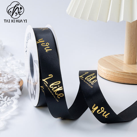 Valentine's Day bronzing polyester ribbon bow webbing florist material wholesale flower gift cake packaging ribbon