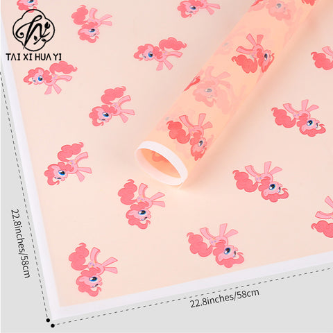 Cross-border hot-selling cartoon pony Baoli Ouya paper thickened waterproof flower flower paper pony head flower packaging material