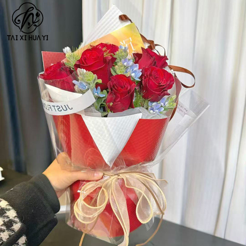 English waterproof cellophane flower bouquet wrapping paper dust-proof cellophane transparent bag flower paper gift flower material