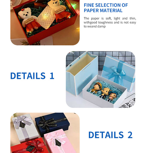 Customized Portable Pink Square Paper Gift Box with UV Coating Bow Mug Set Pen Wine Lid