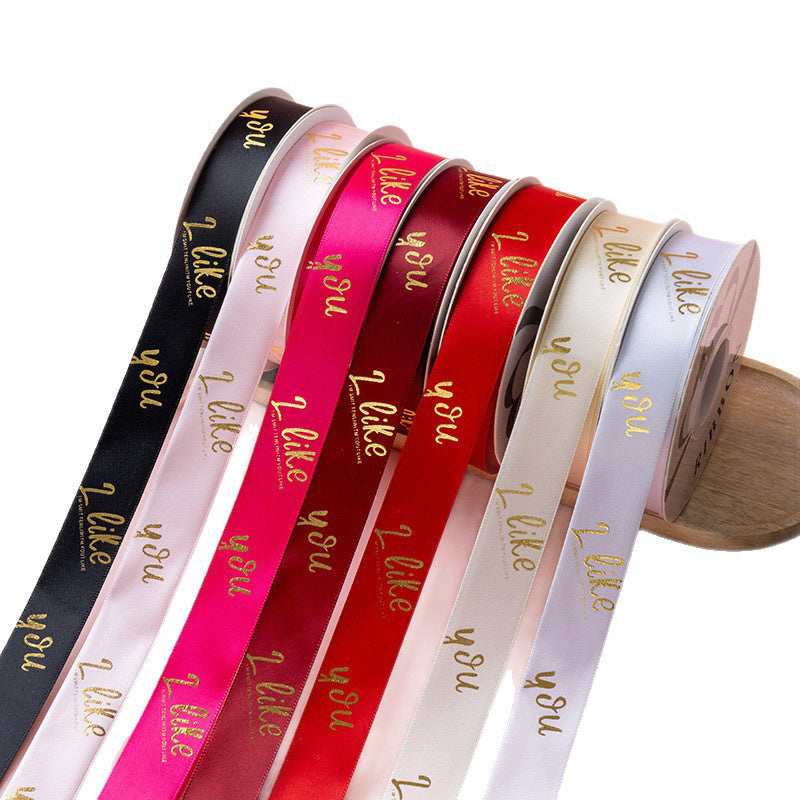 Valentine's Day bronzing polyester ribbon bow webbing florist material wholesale flower gift cake packaging ribbon