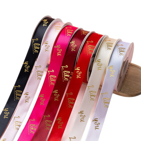 Valentine's Day bronzing polyester ribbon bow webbing florist material wholesale flower gift cake packaging ribbon