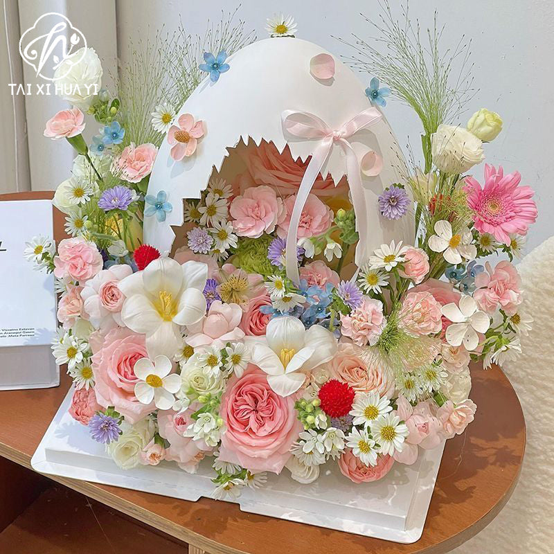 New floral eggshell broken shell day broken egg bouquet flower box birthday cake gift box flower packaging box