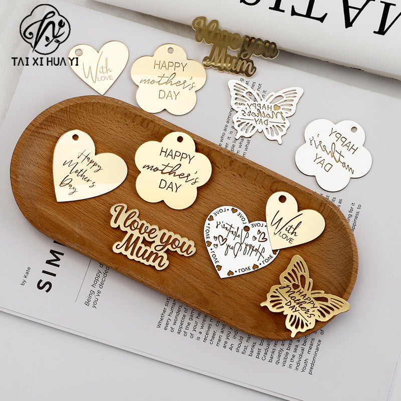 New product letter gold elevator card decoration ins wind acrylic listing flower shop accessories flower decoration materials wholesale Main image