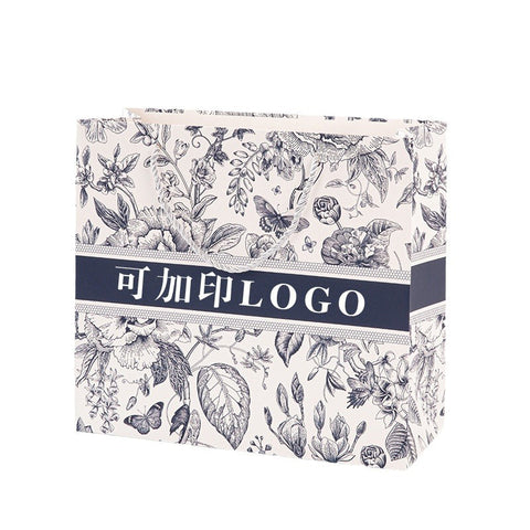 Gift bag, high-end retro color, tote bag, fashionable cross-border paper bag, gift bag, packaging bag can be printed with logo.