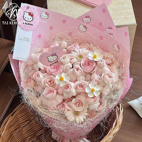 Polka dot Hello Kitty thickened wrapping paper modeling paper 157g kraft paper flower bouquet bag flower paper handmade floral materials
