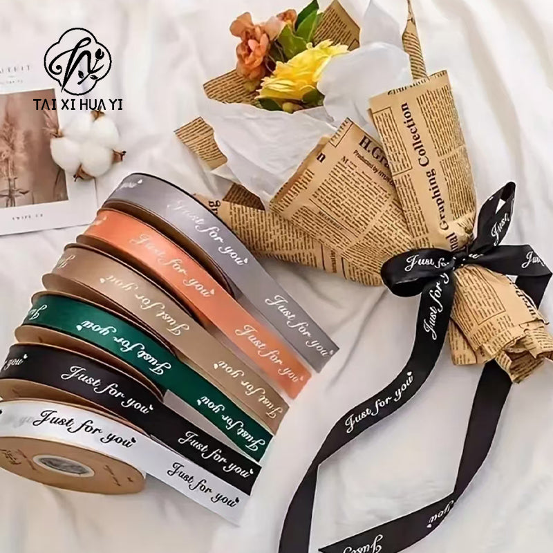 Flower companion shadow 2.5cm english only for you ribbon ribbon flower bouquet packaging silk ribbon cake gift box decorative ribbon รูปสินค้าหลัก