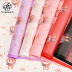 Labubu Magic Edge Heart Bow Korean Fresh Flower Bouquet Wrapping Paper Cartoon Doll Floral Materials Packaging