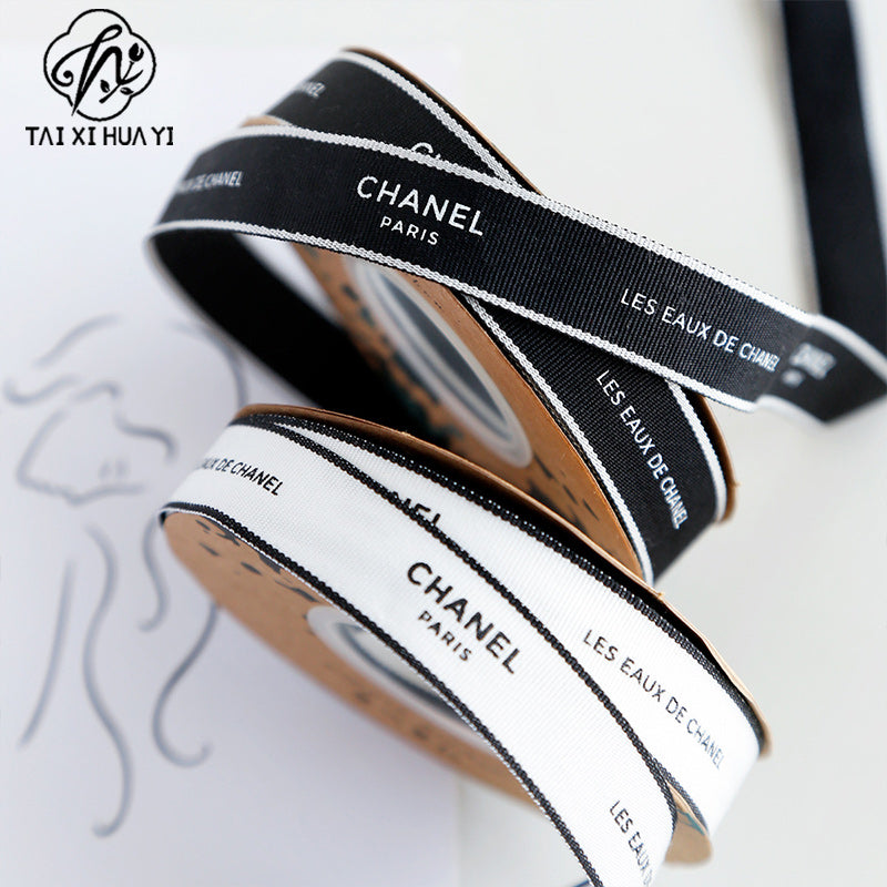 New Bouquet Ribbon Printed English Ribbon Threaded Cotton Strap Flower Packaging Gift Bundle Bow Bouquet Strap