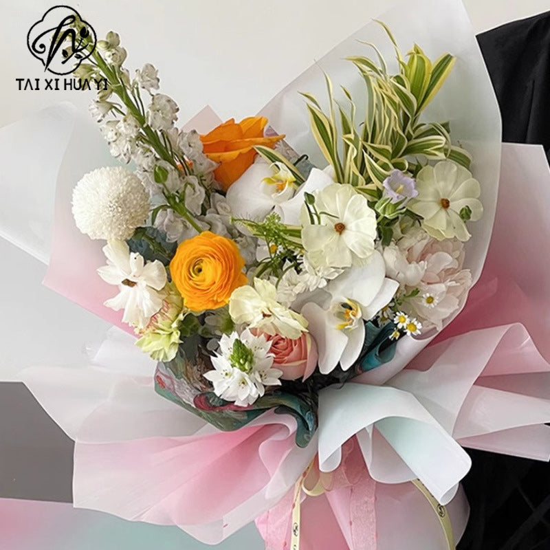 渐变色糖果琉璃防水塑料鲜花包装纸花束包装材料花店用品 รูปสินค้ารอง