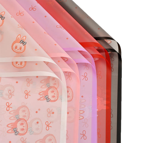 Labubu Magic Edge Heart Bow Korean Fresh Flower Bouquet Wrapping Paper Cartoon Doll Floral Materials Packaging
