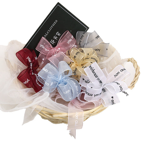 Baking ribbon cake box strap gift decorative ribbon happy birthday flower snow yarn with floral edge dye