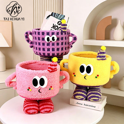 Dopamine woven storage basket desktop living room entrance ornament large capacity small monster snacks doll storage basket