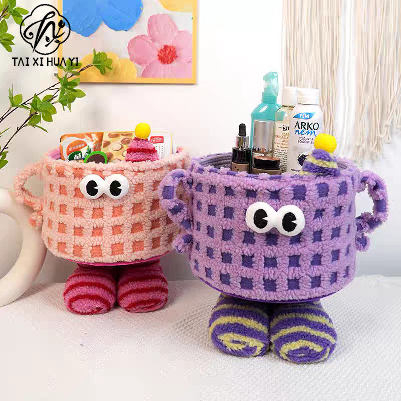 Dopamine woven storage basket desktop living room entrance ornament large capacity small monster snacks doll storage basket