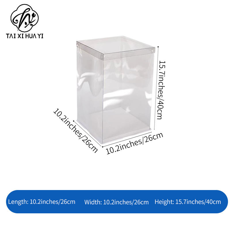 Transparent Square Birthday Party Cake Box Display Case Waterproof Recycled Materials Paperboard Rigid Boxes Baking Tools Cake