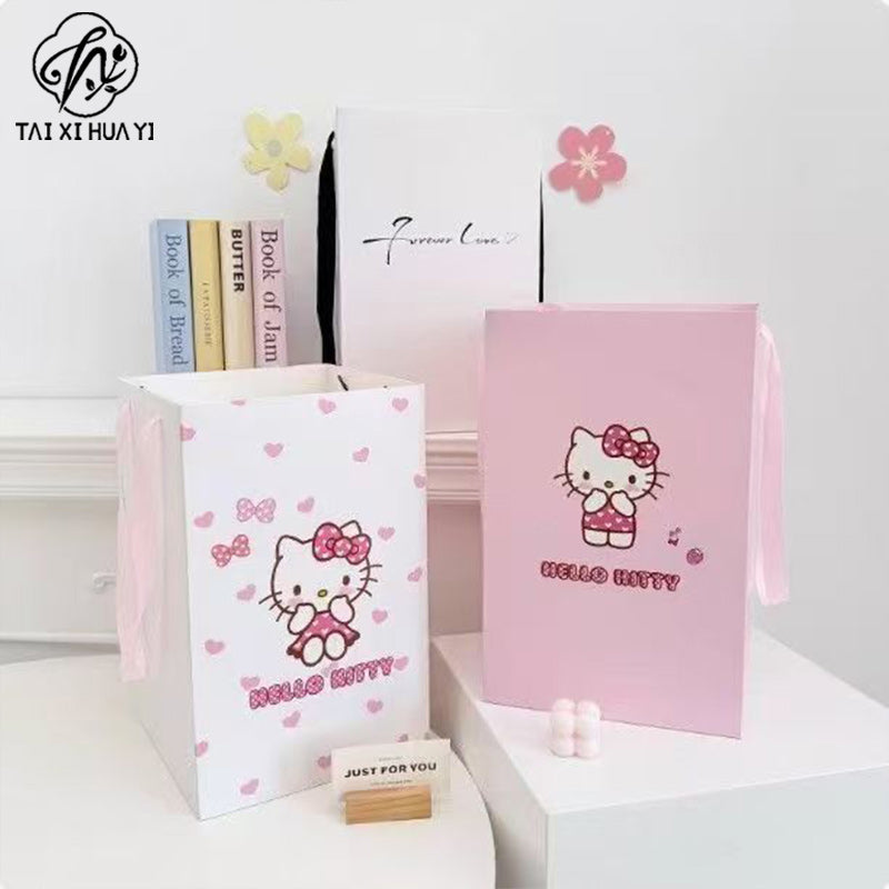 Zhuo Qixi Festival new product hello kitty flower tote bag ice cream bucket special tote bag packing bag รูปสินค้ารอง