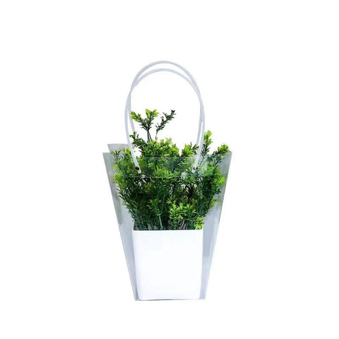 PVC Transparent Square Trapezoid Handle Packaging Bag Waterproof Plastic Storage for Festival Gifts Shrink Bag