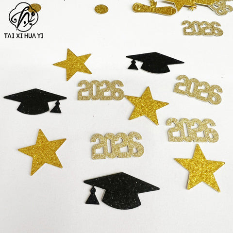 Graduation hat PhD hat 2026 confetti gold black graduation party decoration decoration graduation ceremony decoration supplies