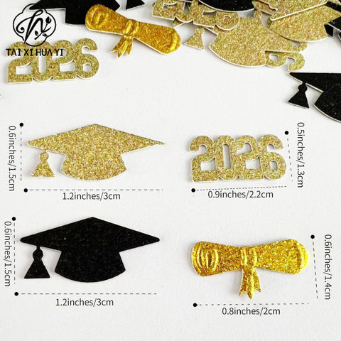 Graduation hat PhD hat 2026 confetti gold black graduation party decoration decoration graduation ceremony decoration supplies