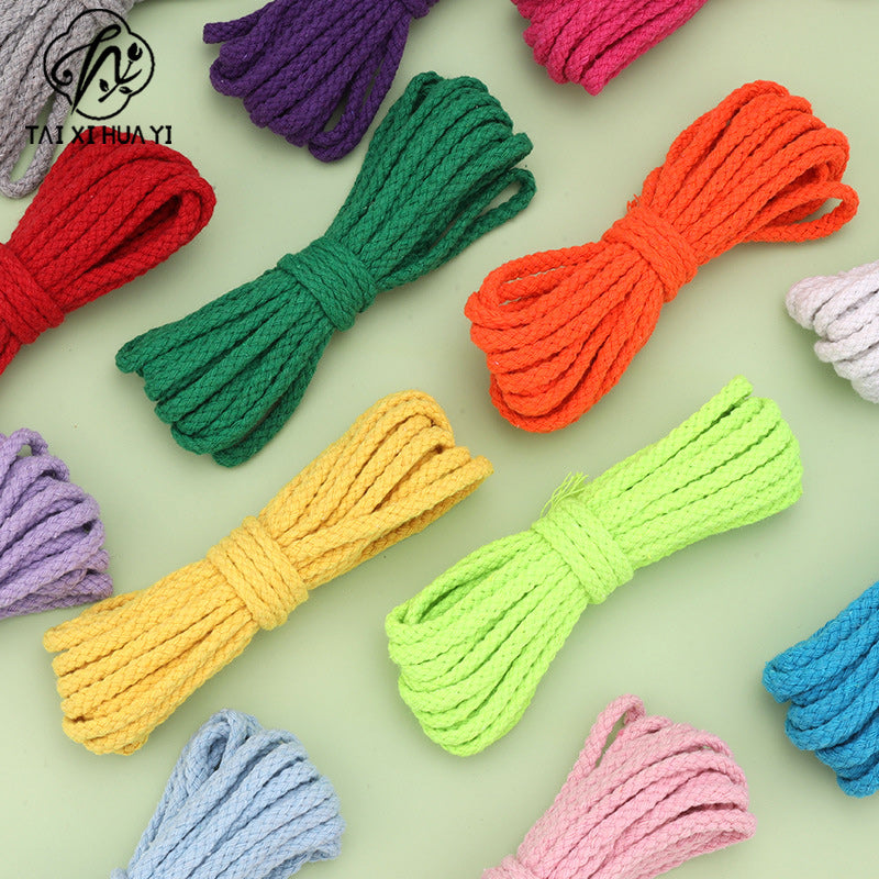 Spot 5mm colored eight-strand cotton rope, handmade DIY woven hemp rope, drawstring, trouser belt binding rope, hollow 8-strand cotton rope