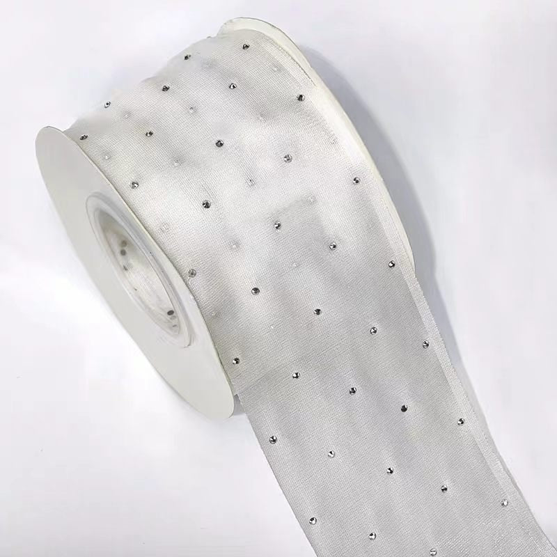 Fashionable 4cm Eco-Friendly Satin Beaded Lace Ribbon Colorful Wedding & Christmas Trim French Lace Women's Bow Knot