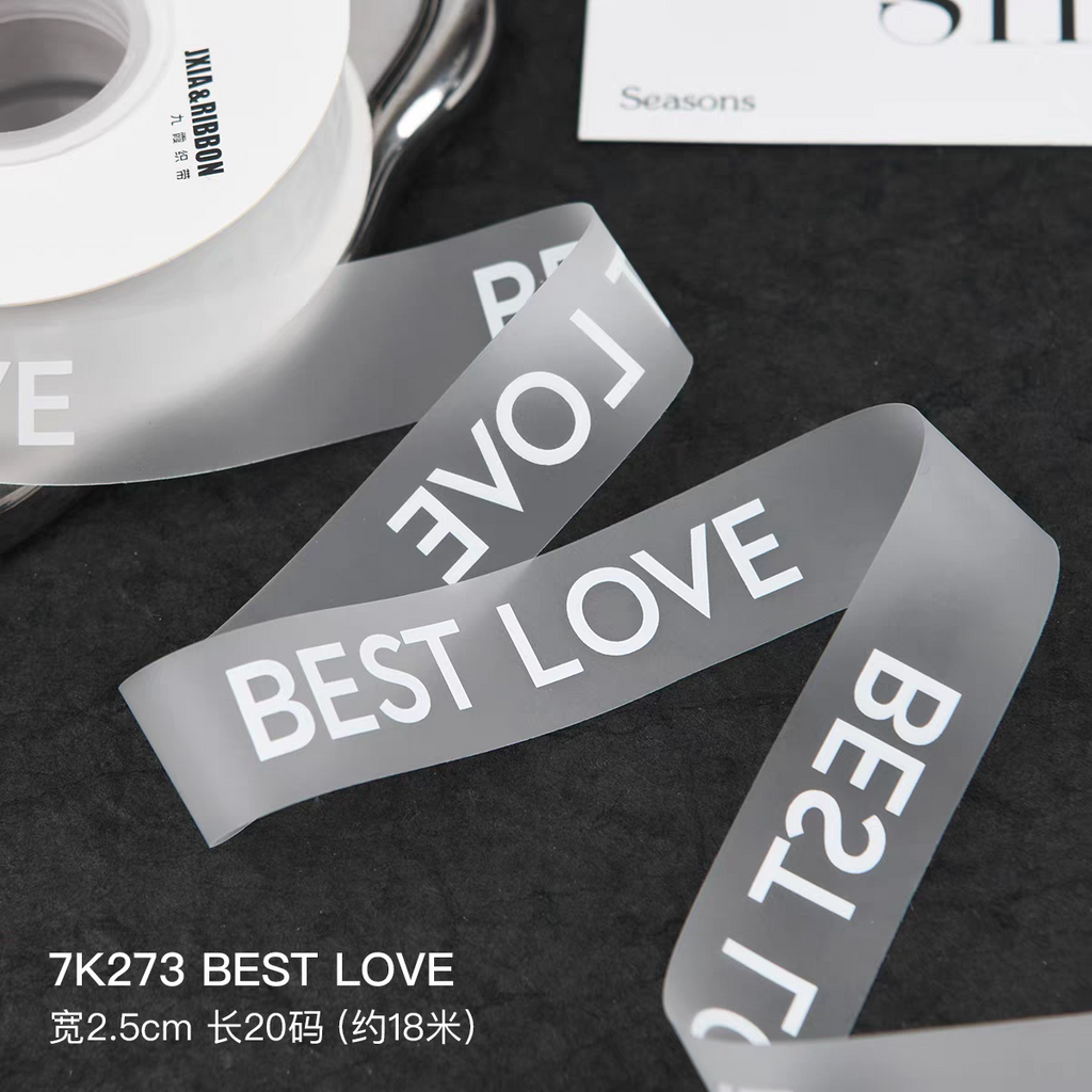 Polyester Matte Clear Printed Grosgrain Satin Ribbon Transparent Bouquet Wrapping Wedding Christmas
